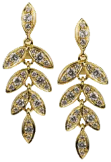 crystallink jewellery 18ct yellow gold diamond leaf design earrings
