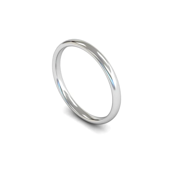 Womens 18ct White Gold Slight Court Wedding Ring