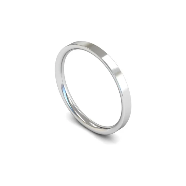 Womens 18ct White Gold Flat Court Wedding Ring