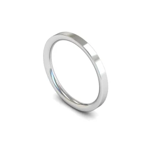 Womens 9ct White Gold Flat Court Wedding Ring