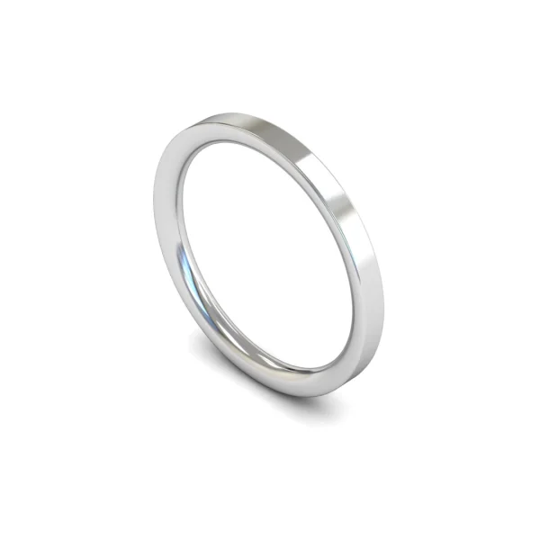Womens 9ct White Gold Flat Court Wedding Ring