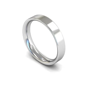 Mens 9ct White Gold Flat Court Wedding Ring