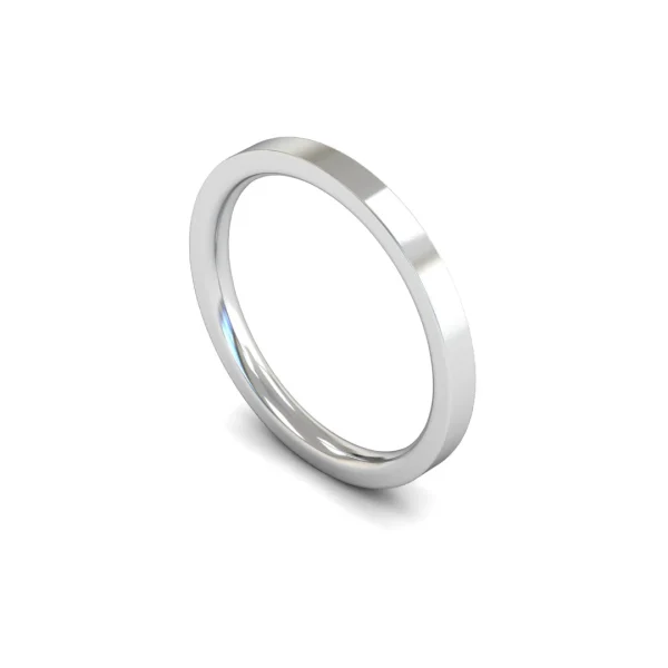 Womens Palladium Flat Court Wedding Ring - Flat Edge