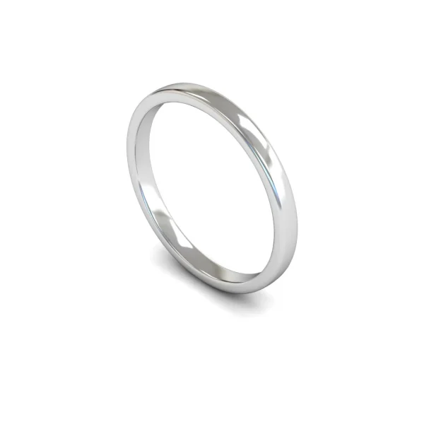 Womens Platinum Slight Court Wedding Ring - Flat Edge