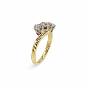 18ct Yellow Gold Shoulder Set Diamond Ring