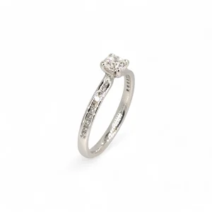 Platinum delicate twist diamond ring