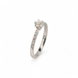 Platinum six claw diamond set ring