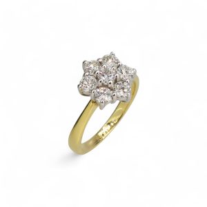18ct yellow gold 1.00ct cluster ring