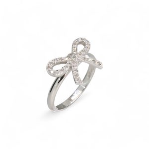 18ct white gold bow design