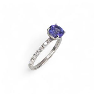 platinum tanzanite and diamond solitaire