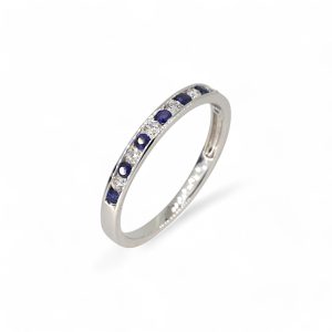 18ct white gold sapphire and diamond band