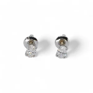 18ct white gold oval cut diamond earrings