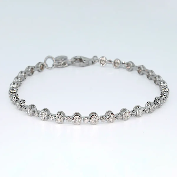 18ct white gold rim set diamond bracelet - Image 2