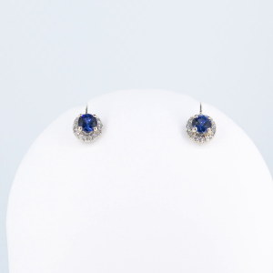18ct white gold sapphire and diamond halo earrings