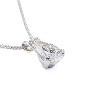 9ct White Gold Lab Grown Pear Shaped 2ct Diamond Pendant