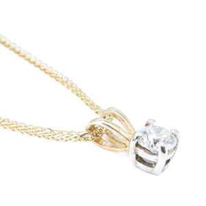 9ct yellow gold 0.20ct four claw set pendant