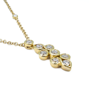18ct yellow gold unique diamond pendant