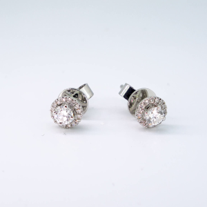 18ct white gold diamond halo earrings