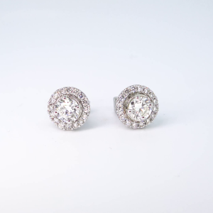 18ct white gold diamond jacket halo earrings