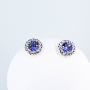 18ct white gold tanzanite and diamond earrings