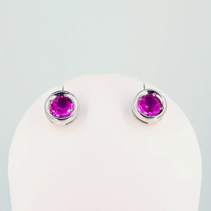 18ct white gold pink sapphire earrings