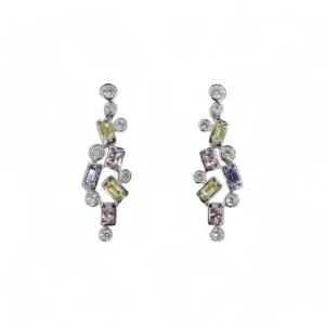 18ct white gold sapphire and diamond earrings