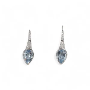 18ct white gold aquamarine and diamond earrings