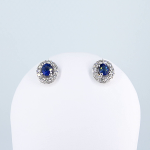 18ct white gold diamond and sapphire earrings