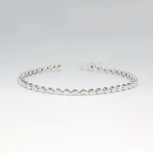 18ct white gold rub over set diamond bracelet