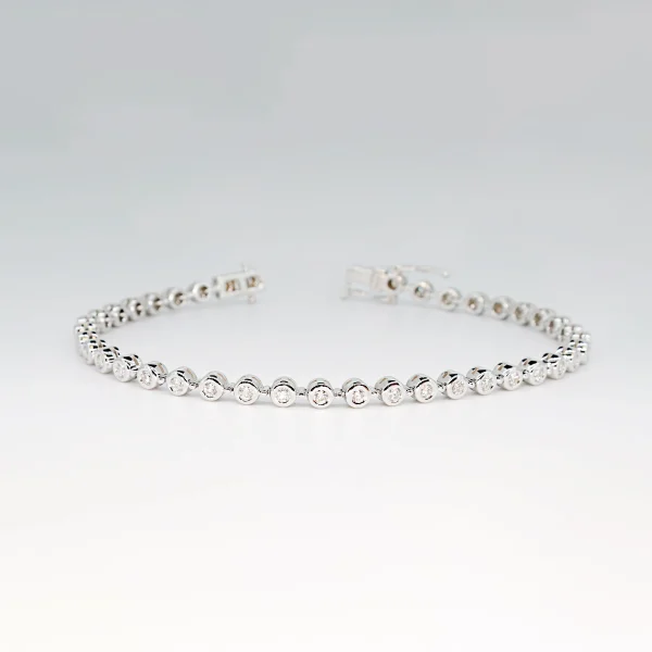 18ct white gold rub over set diamond bracelet