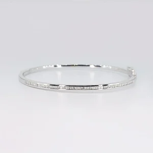 9ct white gold channel set diamond bangle