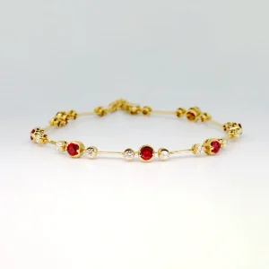 18ct yellow gold ruby and diamond bracelet