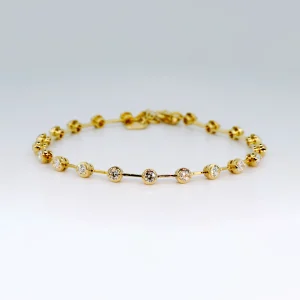 18ct yellow gold diamond bar set bracelet