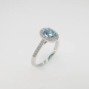 Platinum lab grown Blue Diamond Ring