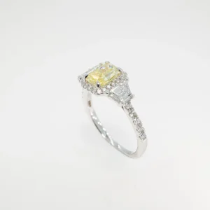 Lab grown fancy yellow diamond ring
