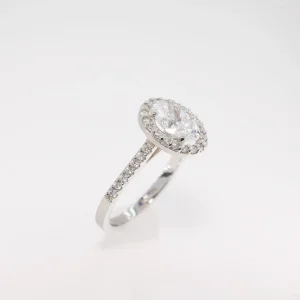 Platinum Lab Grown oval halo 1.03ct