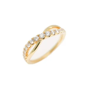 18ct yellow gold diamond twist ring 0.46ct