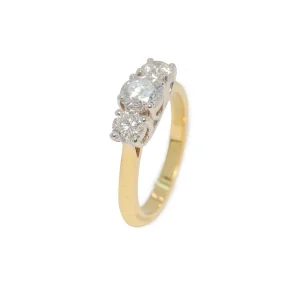 18ct yellow gold lab diamond three stone