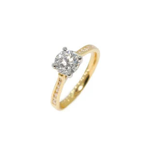 18ct Yellow Gold 1.25 Carat Diamond Shoulder Ring