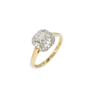 18ct Yellow Gold 1.10ct Diamond Halo Ring