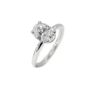 Platinum Hidden Halo 1.51ct Oval Diamond Ring