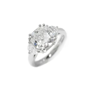 Cushion and demilune cut diamond ring