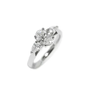 Platinum oval and pear diamond ring