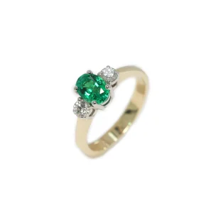 Lab emerald and diamond ring