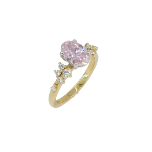 18ct Yellow Gold & Platinum Oval Pink Diamond Ring