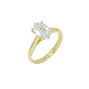 18ct Yellow Gold Elongated Cushion Old Mine Cut Diamond Ring