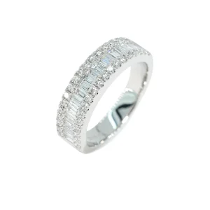 Platinum Baguette & Round Diamond Band